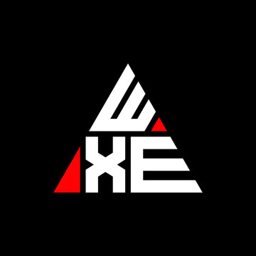 WXE triangle letter logo design with triangle shape. WXE triangle logo design monogram. WXE triangle vector logo template with red color. WXE triangular logo Simple, Elegant, and Luxurious Logo. WXE 