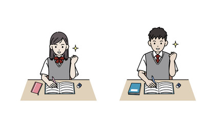 授業風景 勉強をする 手を挙げる 学生 生徒 イラスト素材 Wall Mural Senryu