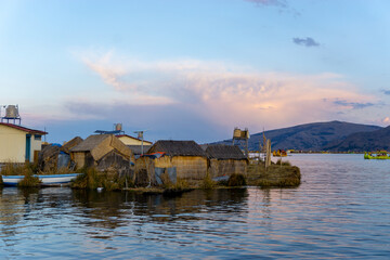 Fototapeta premium Lake Titicaca is a lake between Peru and Bolivia. It is the highest lake in the world available for transportation.