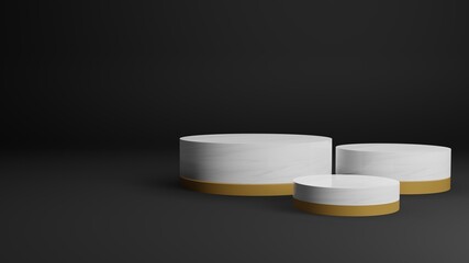 Elegant 3D Podium  with marbel and gold texture