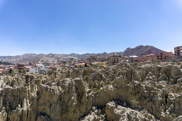 The Valley of the Moon in La Paz, Bolivia, is a geologically formed mud mountain that has been eroded over time.