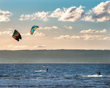 kite surfing in the sea