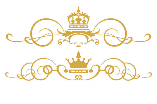 Design elements in Royal style. Gold isolated on white. Vector image
