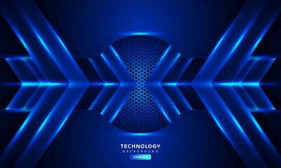 Dark blue light abstract hexagonal background