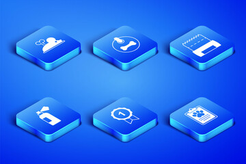 Set Clinical record pet, Clockwork mouse, Dog award symbol, Pet shampoo, collar and shit bag icon. Vector