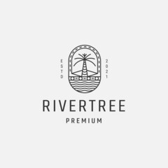 river tree landscape adventure logo icon vector template