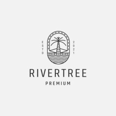Fototapeta premium river tree landscape adventure logo icon vector template