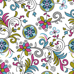 Stylish floral pattern seamless background design textile art