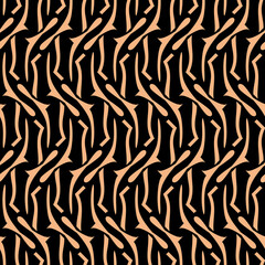 Gold texture on black. Ethnic style. Seamless pattern. Native Asian ornamental background. Tribal wallpaper. Digital paper, textile print. Vector art for textile print, web, fabric, brazier