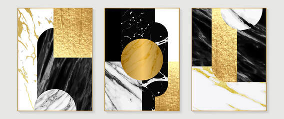 Abstract Math art background vector. Modern block color art wallpaper. Geometric marbling gold style texture. Cubism s low-poly backgrounds. Good for home deco, wall art, poster, invite and cover. © TWINS DESIGN STUDIO