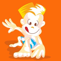 vector cartoon young man surfing