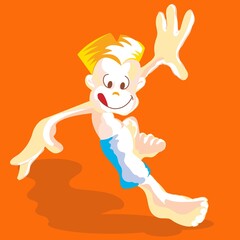 vector cartoon young man surfing