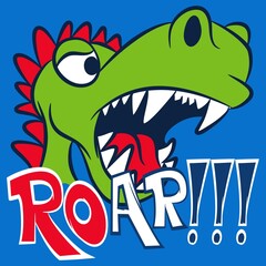 Funny growling Dinosaur text and blue background