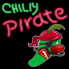 funny pirate chili print with text and black background