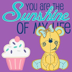 cute bear print next to a cupcake with text and purple background