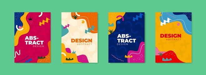 Four Colorful Abstract Pattern Flyer Template Package