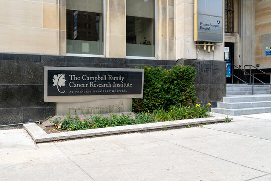 
Toronto, Canada-August 25, 2021: The sign of Campbell family Cancer Research Institute (Princess Margaret Cancer Centre) in Toronto, the largest cancer centre in Canada.
