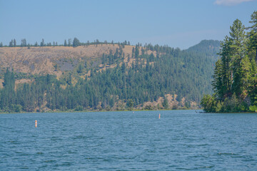 View of Chatcolet Lake in Heyburn State Park in the mountains of Plummer, Idaho