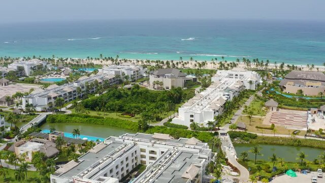 Large green area with parks, residential complexes, large clean beach the Hard Rock Hotel in Punta Cana Dominican Republic