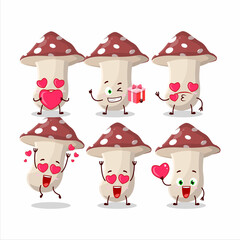 amanita cartoon character with love cute emoticon