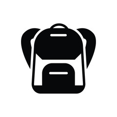 Black solid icon for school backpack