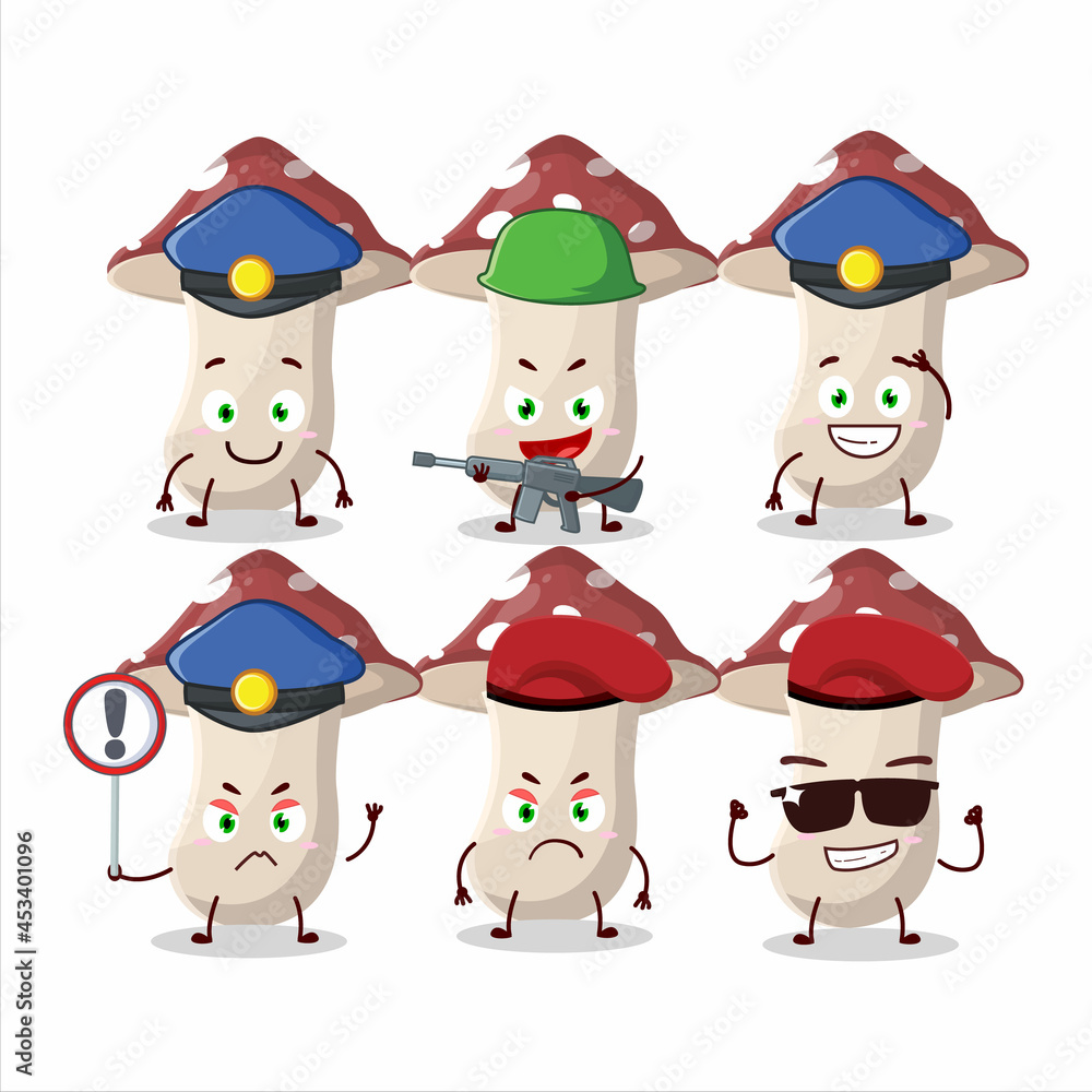 Wall mural A dedicated Police officer of amanita mascot design style