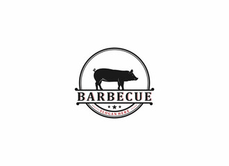 barbecue logo with bbq logotype and fire concept in white background