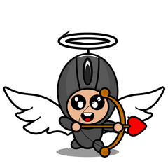 doodle vector cartoon character cute computer mouse mascot costume angel archer love