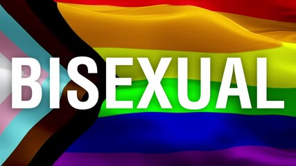 Bisexual text on Rainbow Pride flag. bisexual Pride 3d flag waving. Sign of Rainbow seamless loop. bisexual flag HD resolution Background.bisexual Rainbow flag LGBT Closeup 1080p Full HD video for pre - Powered by Adobe
