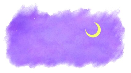 紫色　空　月　テクスチャ　背景素材　鮮やか　水彩