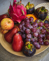 Fresh fruits. Assorted colourful tropical fruits. clean and healthy eating