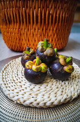 Delicious tropical mangosteen fruits in Malaysia.