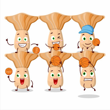 Talented lactarius cartoon character as a basketball athlete