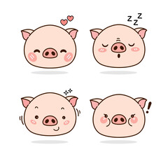 Cute Pig cartoon vector illustration.