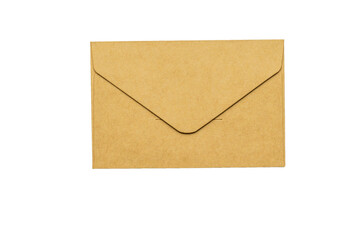 Closed paper postal envelope isolated on a white background. Flat lay.