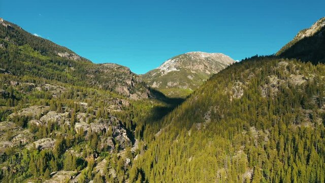 Aerial over the rocky mountains, Aspen Colorado. 