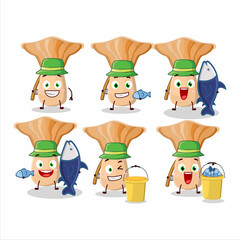 A fisherman lactarius cartoon picture catch a big fish