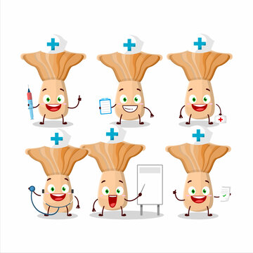 Doctor profession emoticon with lactarius cartoon character