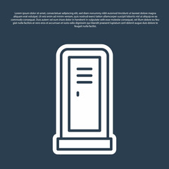 Blue line Locker or changing room for hockey, football, basketball team or workers icon isolated on blue background. Vector