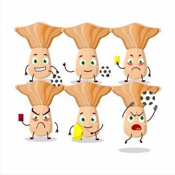 Lactarius cartoon character working as a Football referee