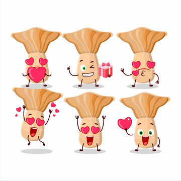 Lactarius cartoon character with love cute emoticon