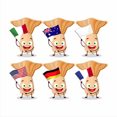 Lactarius cartoon character bring the flags of various countries