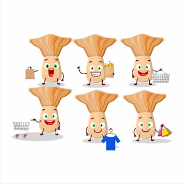 A Rich lactarius mascot design style going shopping