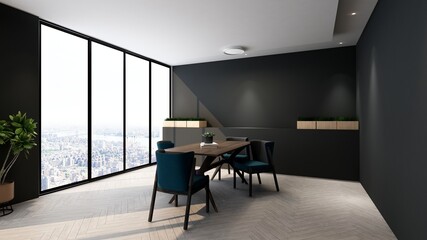 office manager room for company logo mockup at wall