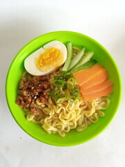
Mie Ayam are Indonesian people's favorite food with noodles as the main ingredient top view