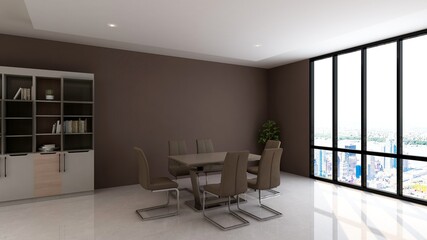 luxury office meeting room design interior for company wall logo mockup