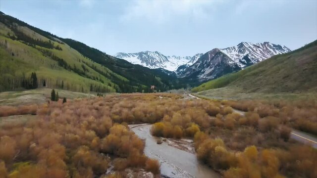 Panoramic aerial of the rocky mountains, Aspen, Colorado. 