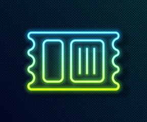 Glowing neon line Circus ticket icon isolated on black background. Amusement park. Vector