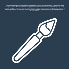 Blue line Paint brush icon isolated on blue background. Vector