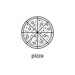 Pizza flat line icon outline